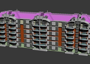 三拼六层住宅建筑设计3DMAX模型