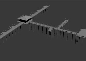 码头栈道平台设计3DMAX模型