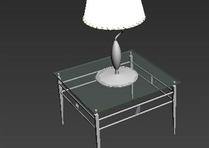 玻璃小桌台灯组合设计MAX模型
