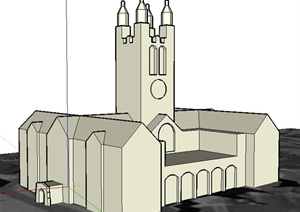 欧式教堂建筑设计SU(草图大师)概念模型