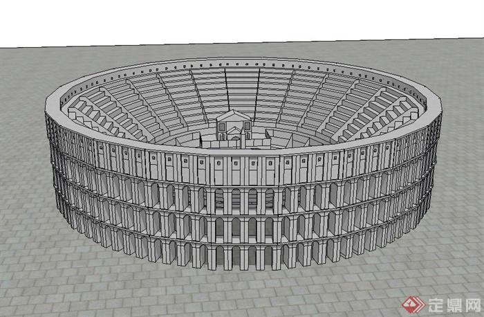 某欧式多层纪念堂建筑设计SU模型(3)