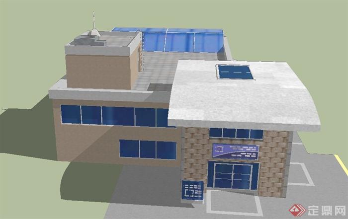 现代某两层港务局建筑设计SU模型(2)