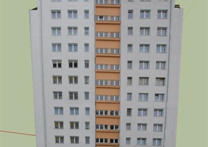 某现代风格11层小区住宅建筑设计SU(草图大师)模型