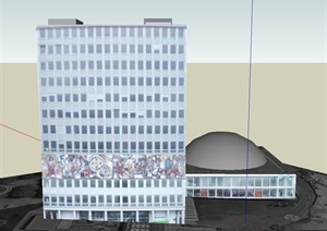 现代某街道两栋商业建筑设计SU(草图大师)模型