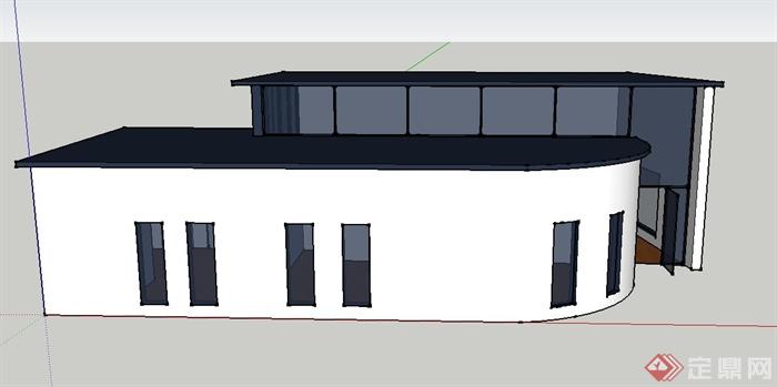 某现代单层形体室建筑设计SU模型(2)