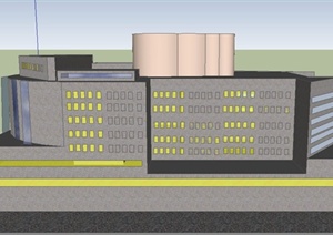 某现代星期五实验大厦建筑设计SU(草图大师)模型