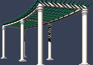 现代半弧形花架设计MAX模型