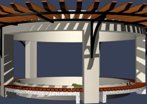 圆形花架坐凳设计MAX模型