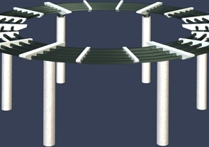 圆形单柱花架设计MAX模型