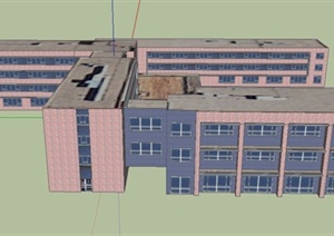 某三层教学楼建筑设计SU(草图大师)模型