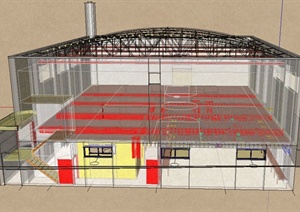 现代某两层体育馆建筑设计SU(草图大师)模型