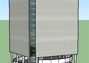 一栋现代商务中心建筑设计SU(草图大师)模型