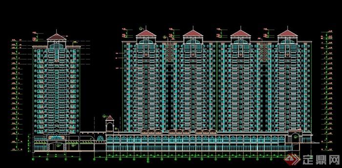 现代中式某高层联排小区住宅建筑设计CAD施工图(1)