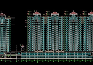 现代中式某高层联排小区住宅建筑设计CAD施工图