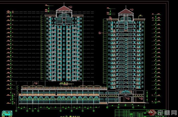 现代中式某高层联排小区住宅建筑设计CAD施工图(2)
