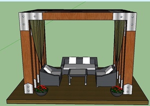 园林景观室外廊架设计SU(草图大师)模型