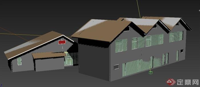 现代风格双层办公中心建筑设计3dmax模型(2)