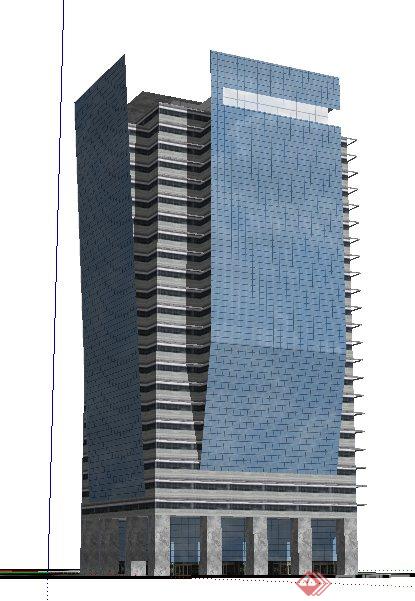 现代风格高层写字楼办公楼建筑设计su模型(1)