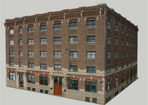 现代5层办公商务楼建筑设计SU(草图大师)模型