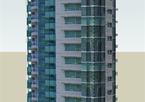 现代高层玻璃写字楼建筑设计SU(草图大师)模型