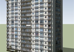 某拼接高层公寓住宅楼建筑设计SU(草图大师)模型