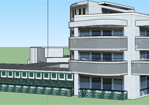某地四层办公楼建筑设计SU(草图大师)模型