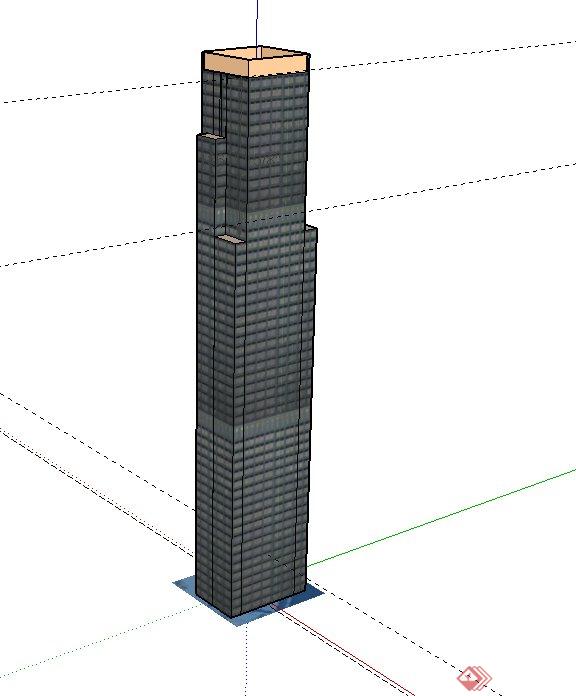 现代风格某高层独栋办公建筑设计SU模型(1)