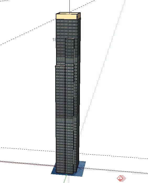 现代风格某高层独栋办公建筑设计SU模型(2)