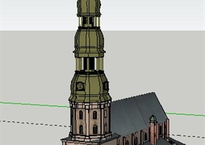 英式尖顶教堂建筑设计SU(草图大师)模型
