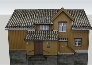 某两层瓦面住宅建筑设计SU(草图大师)模型