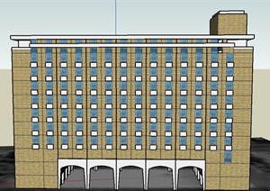 现代某七层架空办公建筑设计SU(草图大师)模型
