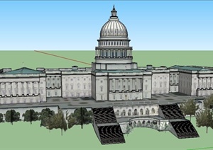 欧式多层国会大厦建筑设计SU(草图大师)模型