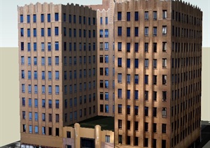 现代风格小高层办公楼建筑设计SU(草图大师)模型