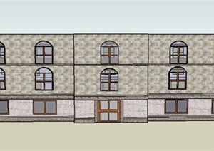 某三层欧式风格学校教学楼建筑设计SU(草图大师)模型