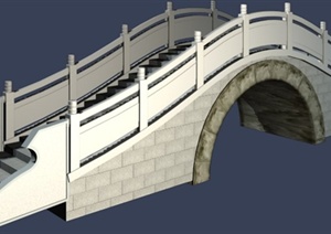 单孔石拱桥设计3DMAX模型