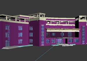 现代风格三层教学楼建筑设计3dmax模型