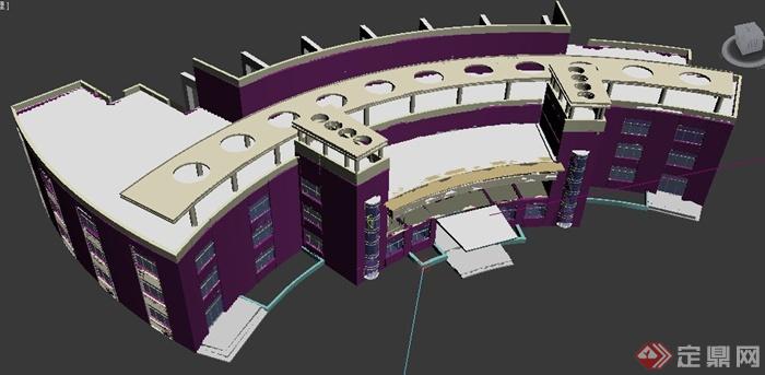 现代风格三层教学楼建筑设计3dmax模型(3)