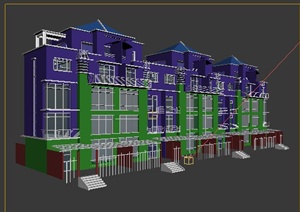 现代联排别墅住宅建筑设计3dmax模型
