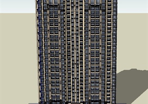 现代某超高层新古典住宅建筑设计SU(草图大师)模型