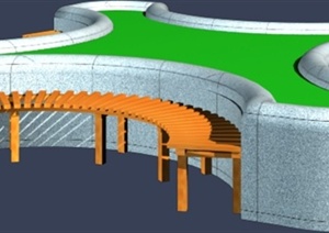 两个U形花池坐凳设计3DMAX模型