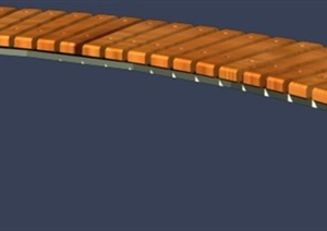 弧形木质条凳设计3DMAX模型