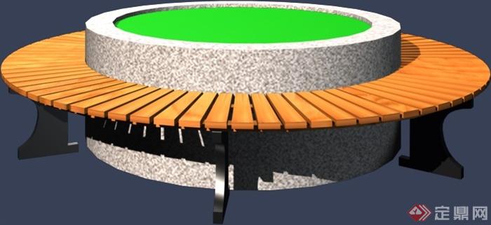 环形树池坐凳设计3DMAX模型(1)