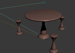 中式石桌凳设计3DMAX模型