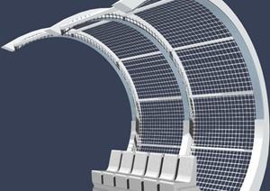 半圆形廊架设计3DMAX模型