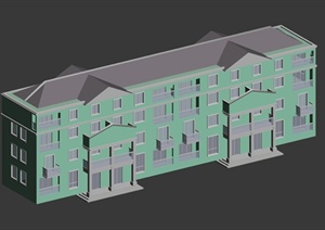 四层双拼公寓住宅建筑设计3DMAX模型