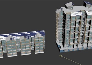 两栋住宅楼建筑设计3DMAX模型
