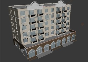 六层商住楼建筑设计3DMAX模型