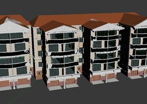 五层四拼住宅建筑设计3DMAX模型