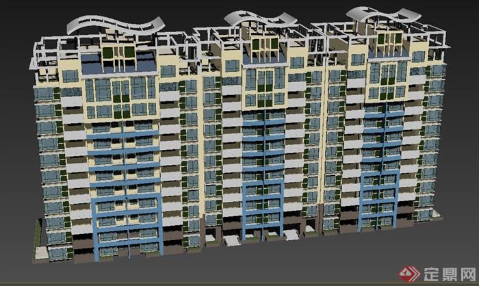 现代小高层住宅建筑设计3DMAX模型(1)