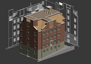 多层酒店建筑设计3DMAX模型